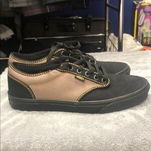 Vans Black and Tan Atwood Sneakers with Classic Skate Design